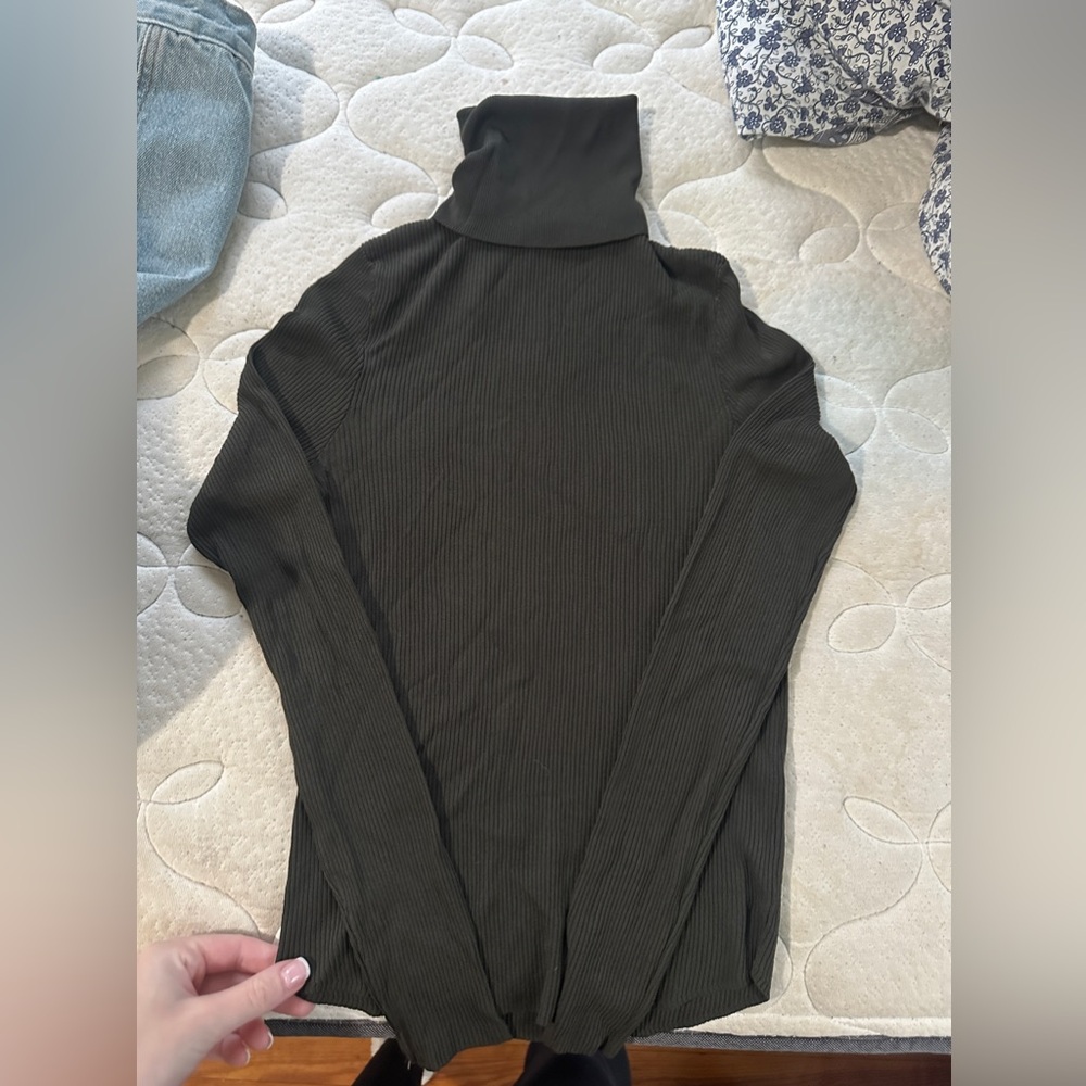 Green Ribbed Zara Turtleneck